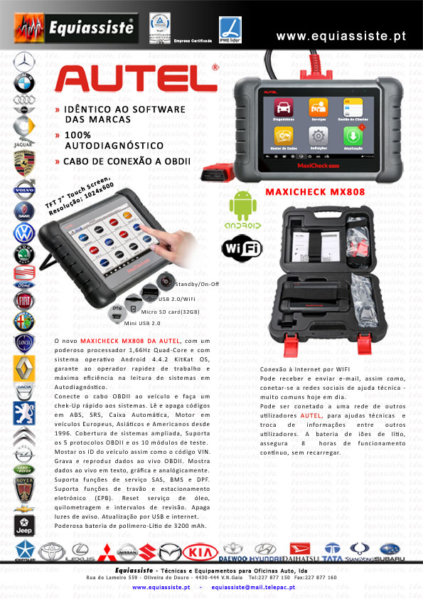 Autel Portugal - Equipamento de Autodiagnóstico MAXICHECK MX808