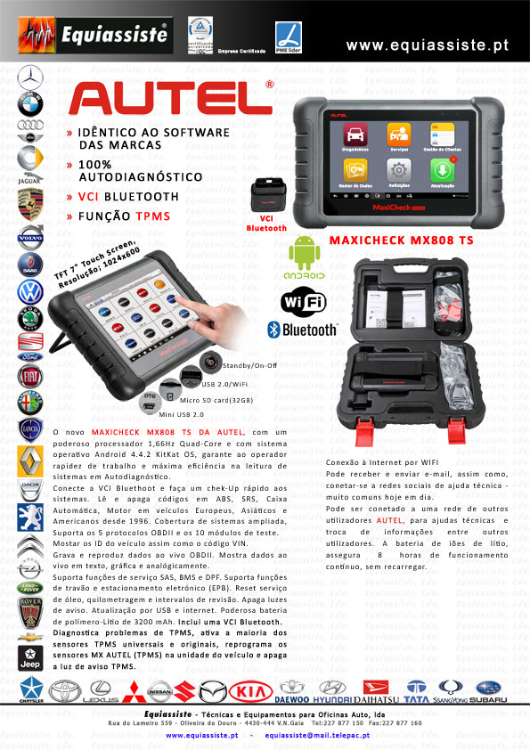 Autel Portugal - Equipamento de Autodiagnóstico MAXICHECK MX808 TS