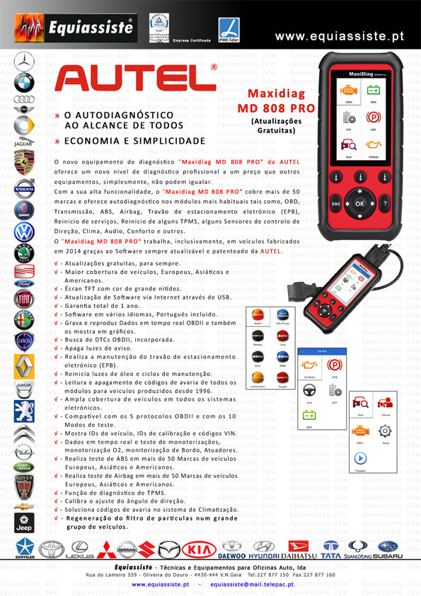 Autel Portugal - Equipamento de Autodiagnóstico Maxidiag MD 808 PRO