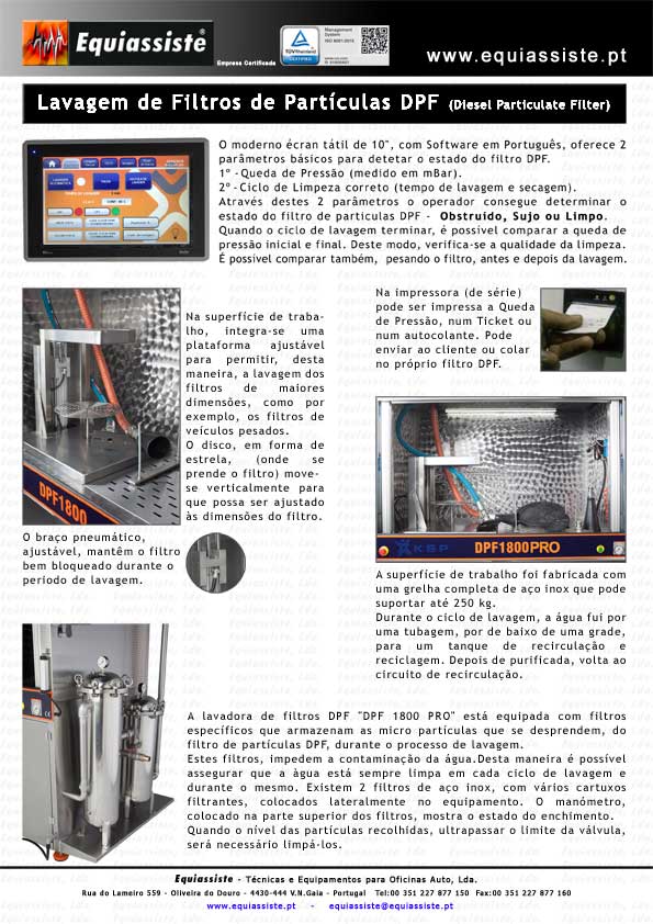 Equiassiste - Máquina de Limpeza lavagem de Filtros de Partículas DPF Diesel Particulate Filterr