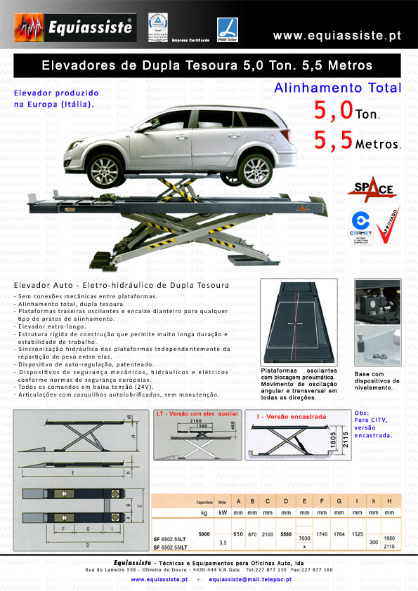 elevador automoveis alinha tesoura alinhamento