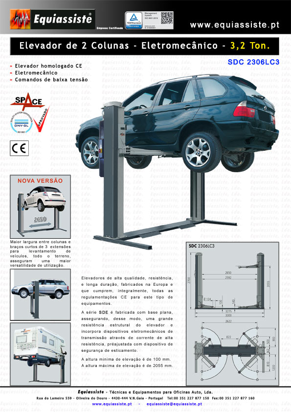 elevadores automoveis de 2 duas colunas 3,2 ton