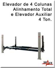 Elevador de 4 colunas alinhamento total e elevador auxiliar