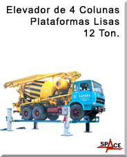 Elevador de 4 colunas plataformas lisas 12 Ton.