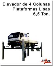 Elevador de 4 colunas plataformas lisas 6,5 Ton