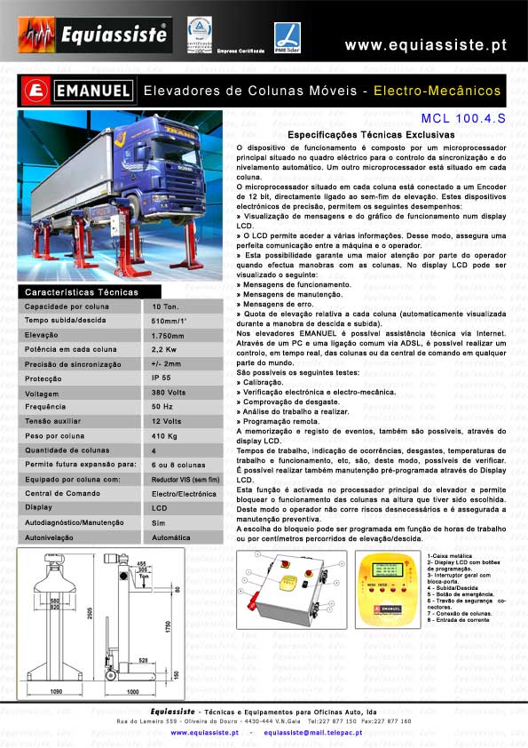 Elevador de 4 quatro colunas independentes elétricos de 10 Ton. para veículos pesados