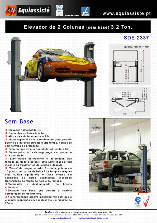 Elevador de 2 duas colunas 2 dois motores eletro electro mecânico 3,2 Ton