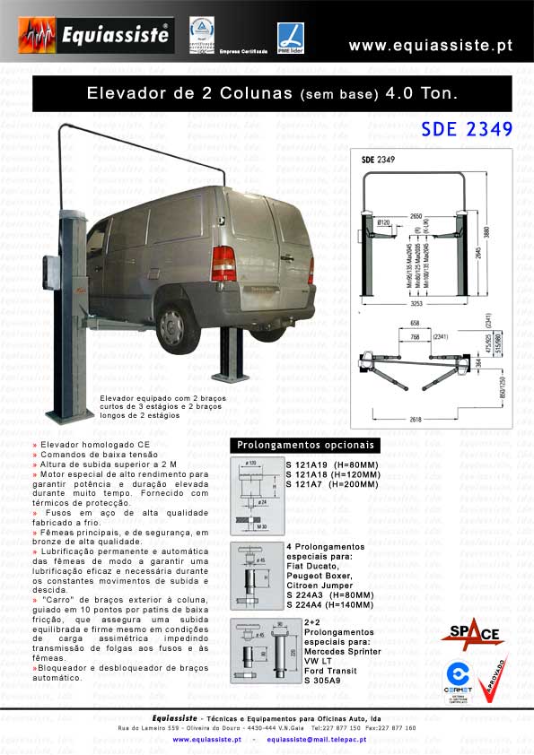 Elevador de 2 duas colunas 2 dois motores eletro electro mecânico 4,0 Ton