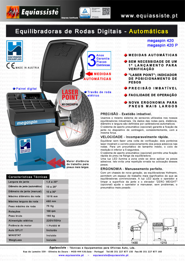 Hofmann Portugal megaspin 420 420p maquina de equilibrar rodas veiculos ligeiros automatica
