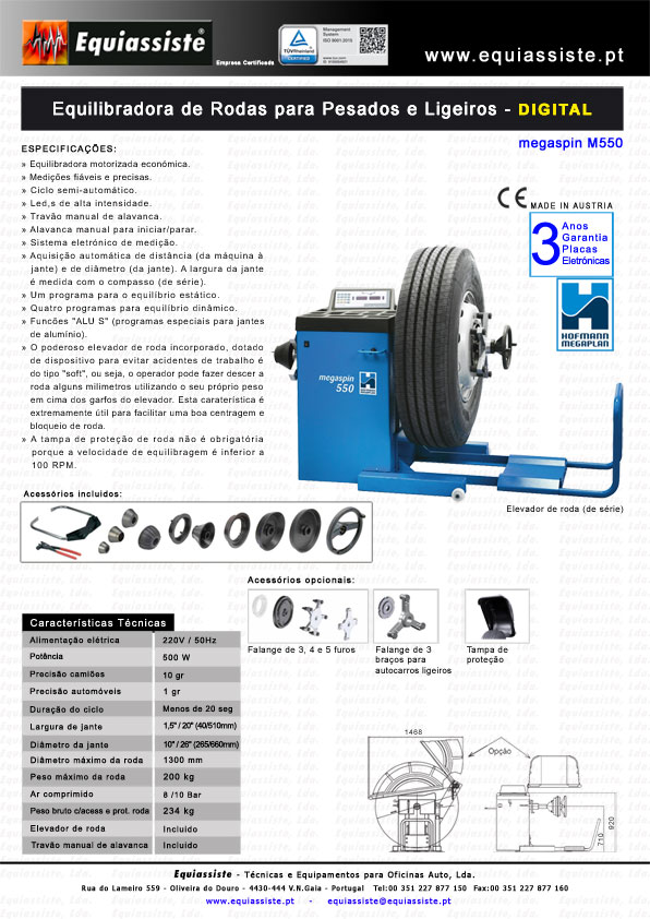 Hofmann Portugal megaspin m550 maquina de equilibrar rodas veiculos pesados digital com elevador de rodas