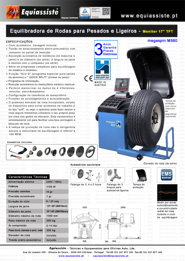 Hofmann Portugal megaspin m560 maquina de equilibrar rodas veiculos pesados com monitor 17" com elevador de rodas