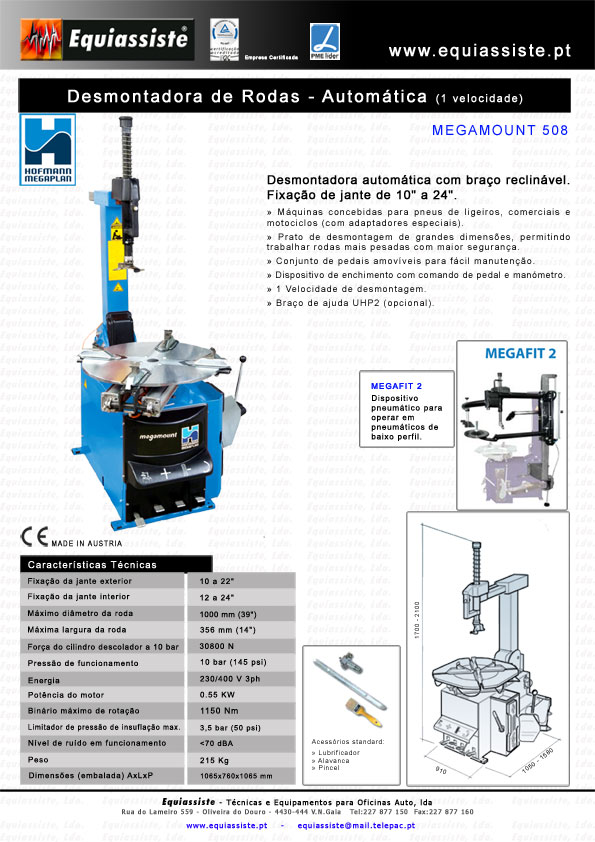 Hofmann - Desmontadora montadora de rodas para ligeiros automatica Megamount 508