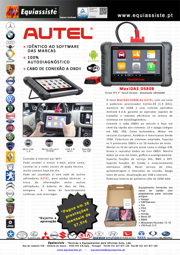 Autel Portugal autodiagnóstico MaxiDAS DS808