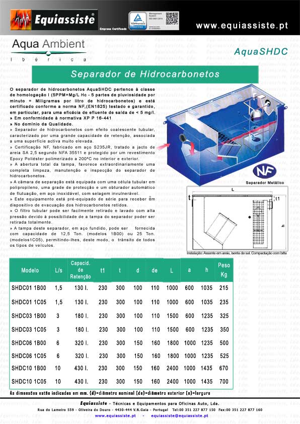 Aqua Ambient Portugal Separação Separadores de Hidrocarbonetos