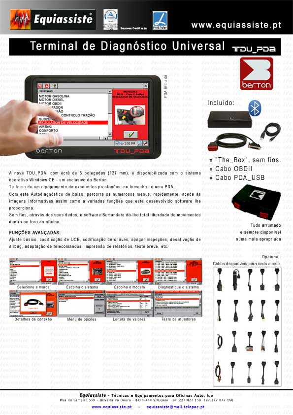 Equipamento de autodiagnóstico para automóveis com écrã táctil