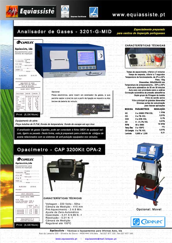 Analisador de Gases Digital e Opacímetro para Automóveis