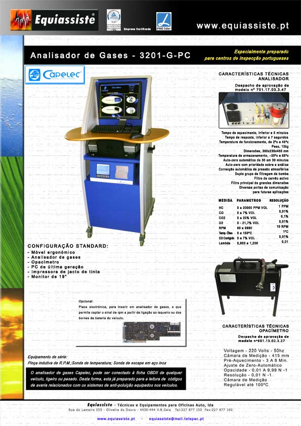 Capelec - Analisador de 4 gases PC e Opacímetro para Automóveis