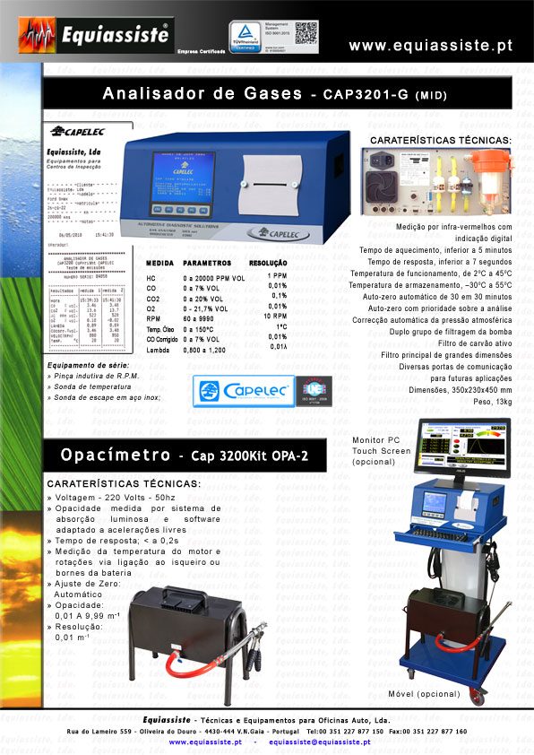 Capelec Analisador de Gases e Opacímetro