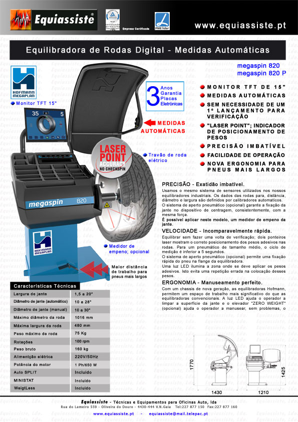 Hofmann-Equilibradora de rodas para ligeiros Megaspin_820 e 820P