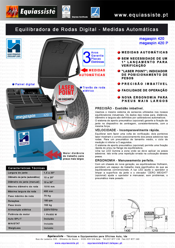 Hofmann - Equilibradora de rodas para ligeiros Megaspin 420 e 420P