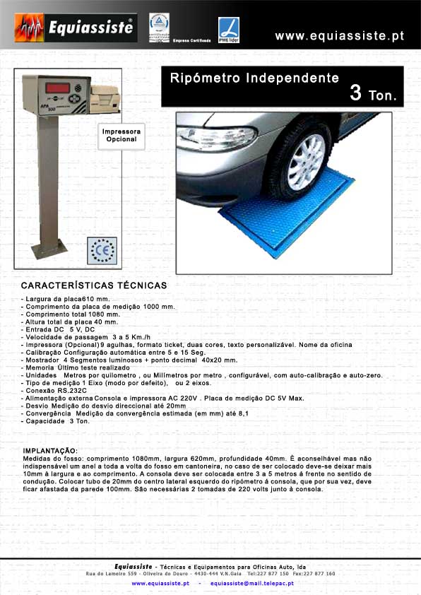 Ripometro independente com impressora e coluna com indicação LED