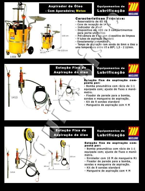 Meclube - Equipamentos para estacao de servico lubrificação bombas para oleo massa enroladores pistolas punhos contadores aspirador de oleo aparadeira de oleo adblue ad blue pulverizador sangrador de travões insuflador de ar magueira mangueiras diversas acessorios utilidades