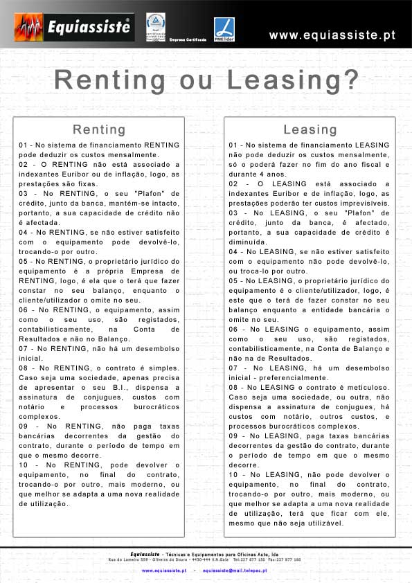 Financiamento Oficinas de Automóveis Renting ou Leasing?