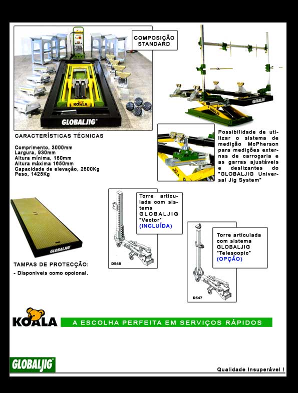 Globaljig esticadores de carroçaria  esticador de carroçaria serviços rápidos acessórios especiais para chapeiro chapa e pintura torre de esticar carroçarias robotizada traxo medição electrónica de cotas para carroçaria automóvel elevadores para zonas de preparação de pintura e diverso material associado a reparação de carroçaria automóvel