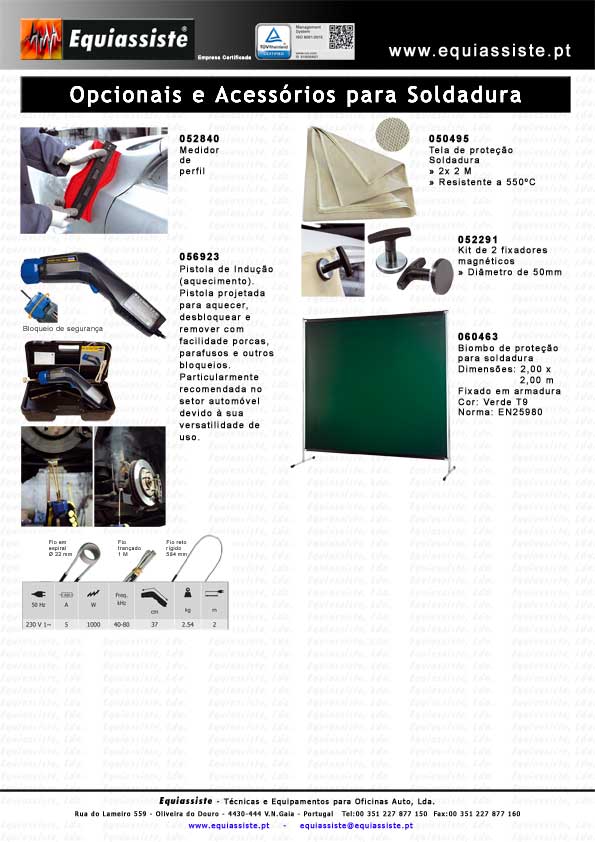 Acessorios e opcionais para soldadura auto