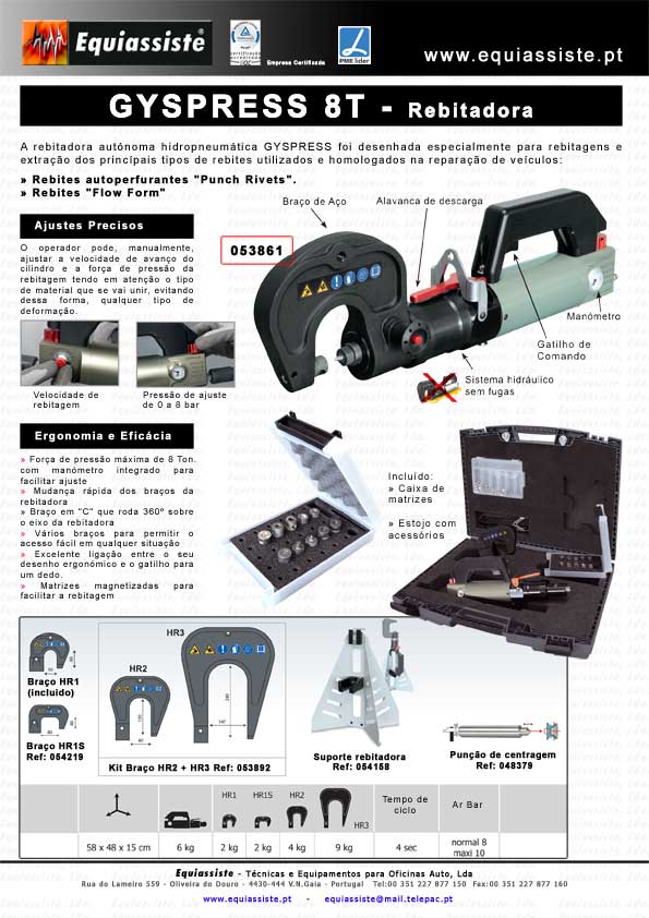 Gys Rebitadora Pneumática 8T para Carroçaria Auto