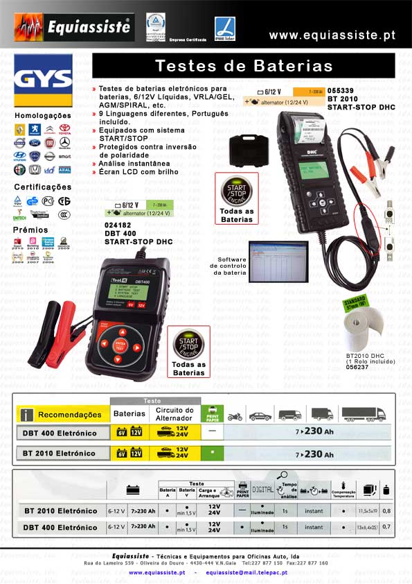 testes de baterias automovel start stop