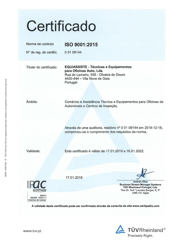 certificado tuv equiassiste