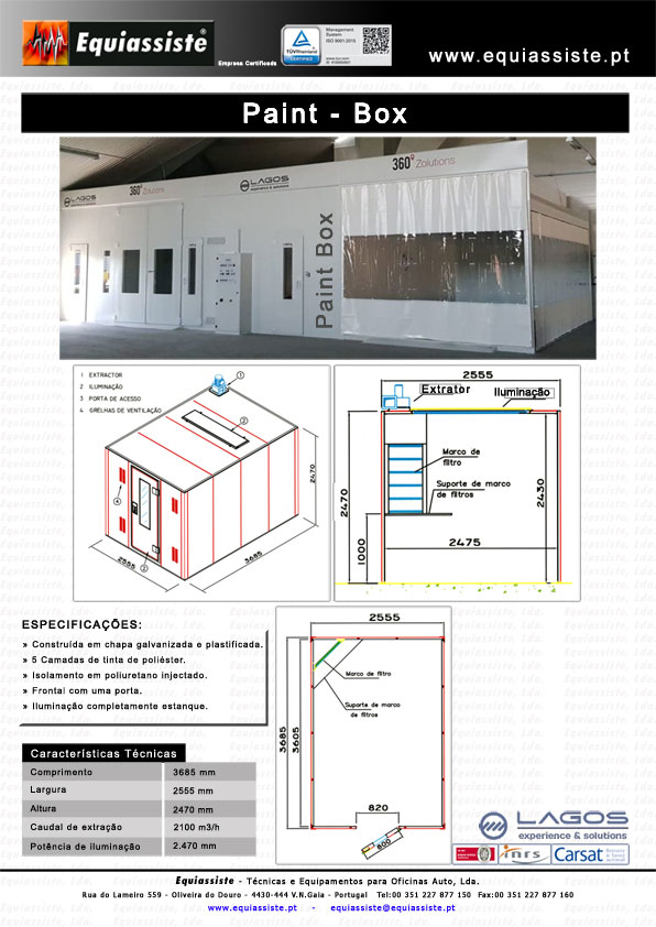 Lagos Cabina Estufa Pintura Especificações técnicas Institucional Paint Box Cabina de preparação de tintas