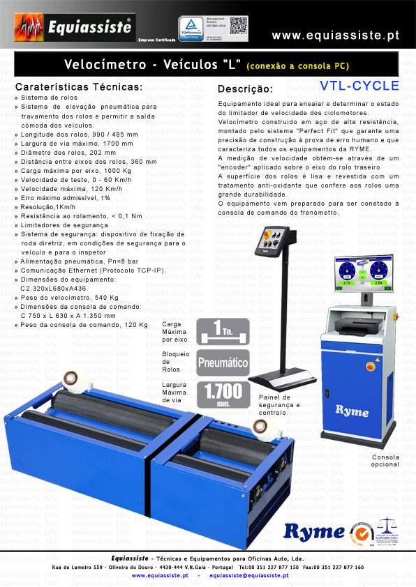 Ryme - Velocímetro para motas e motociclos - Linha inspeção L