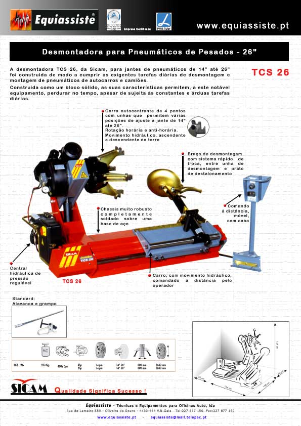 Sicam - Desmontadora montadora de pneumáticos de veículos pesados até 26"