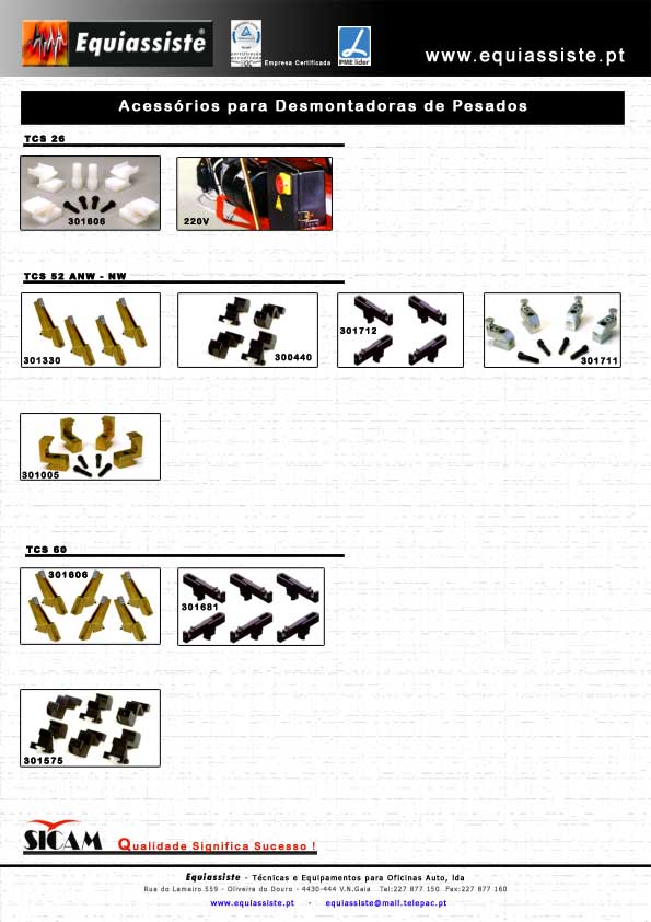 Sicam - Opcionais para desmontadoras montadoras de pneus de pesados ou industriais