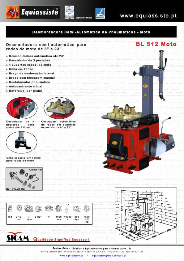 Sicam - Desmontadora montadora semi automática preparada especialmente para rodas de motas