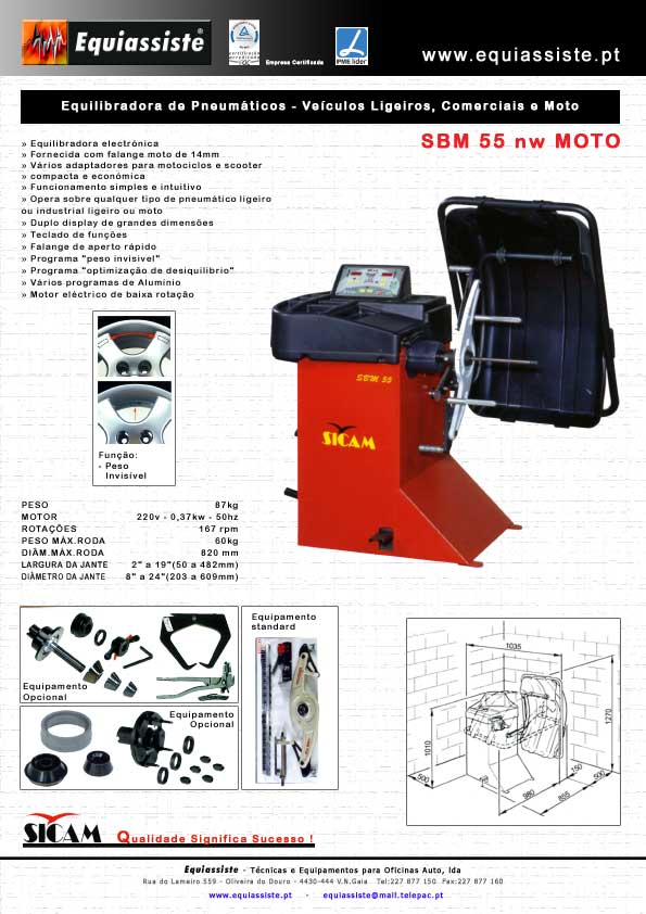 Sicam - Equilibradora de pneus especialmente preparada para rodas de mota