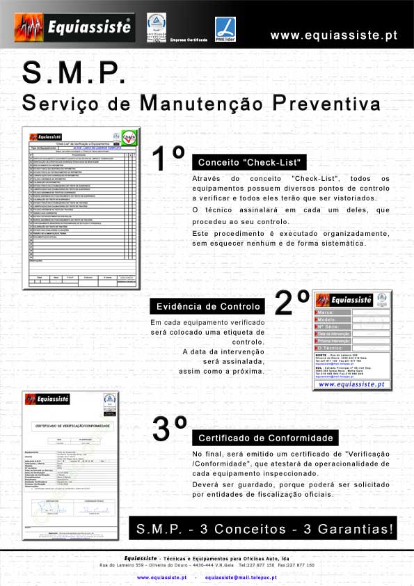 SMP Equiassiste - Serviço de manutenção preventiva - obrigatória em elevadores para oficinas de automóveis e centros de inspeção