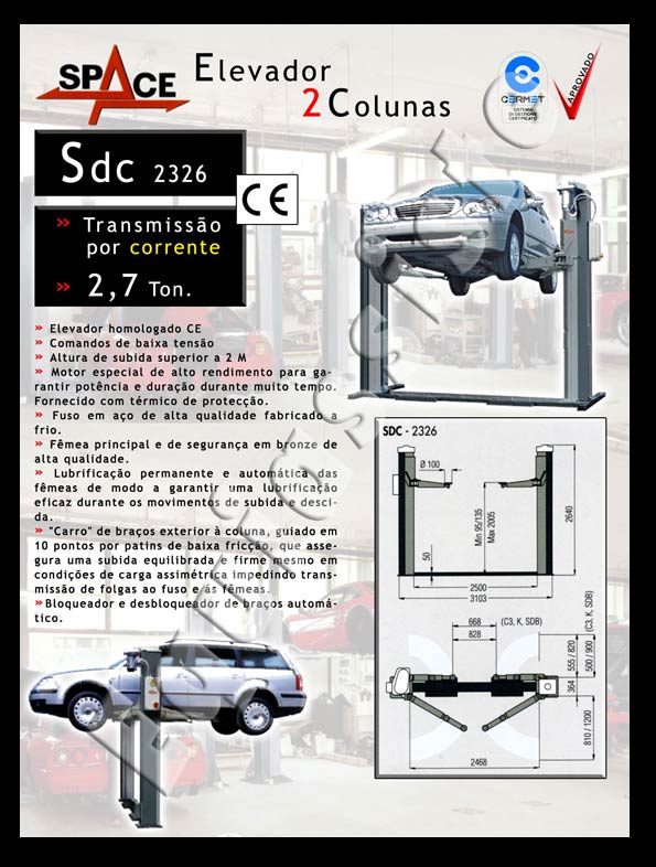 Elevadores de automóveis de 2 colunas