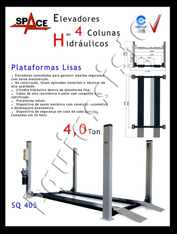 Elevadores para automóveis de 4 colunas ligeiros e pesados