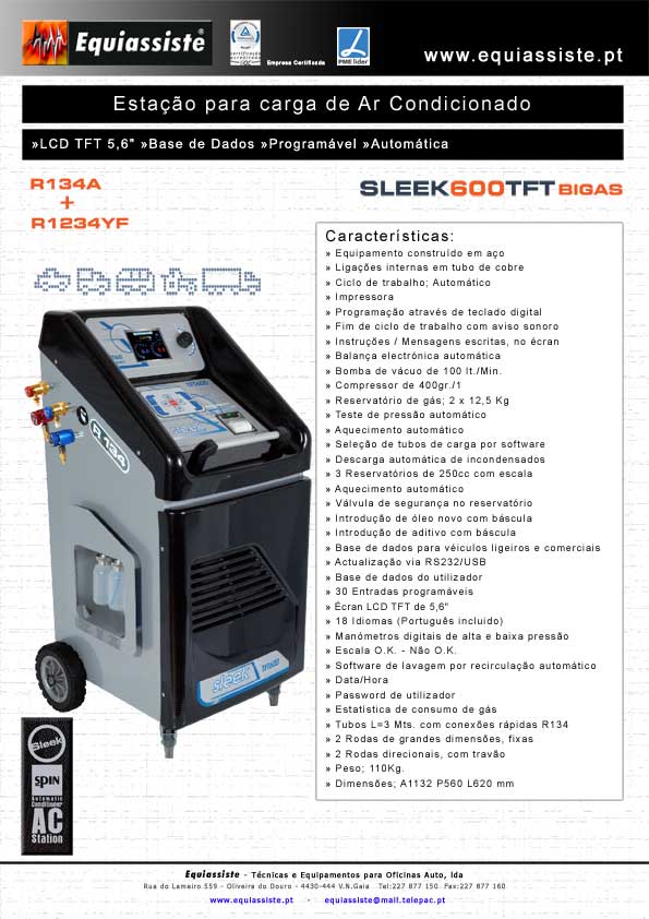 Maquina automática de carregar ar condicionado automóvel BIGAS R134a e R1234yf